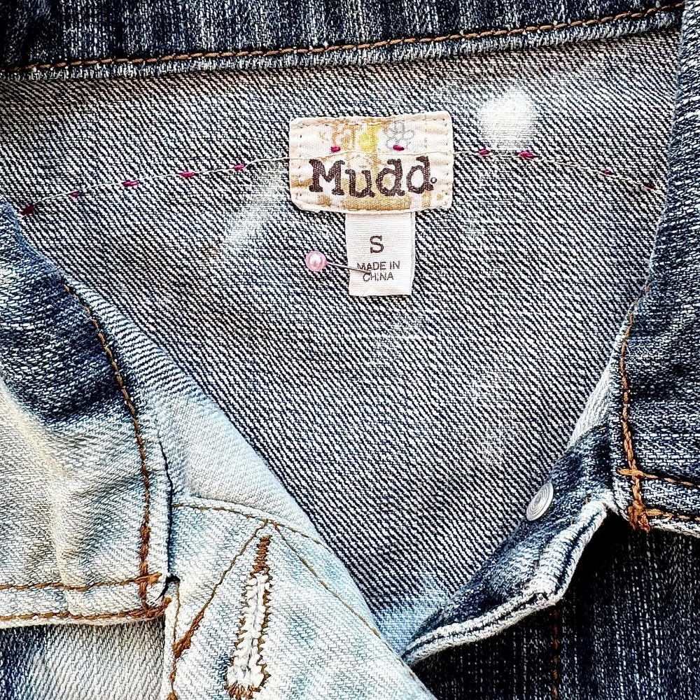 Puppy Love patch & embroidered Jean Jacket MUDD brand size S cottagecore style - Picture 11 of 12